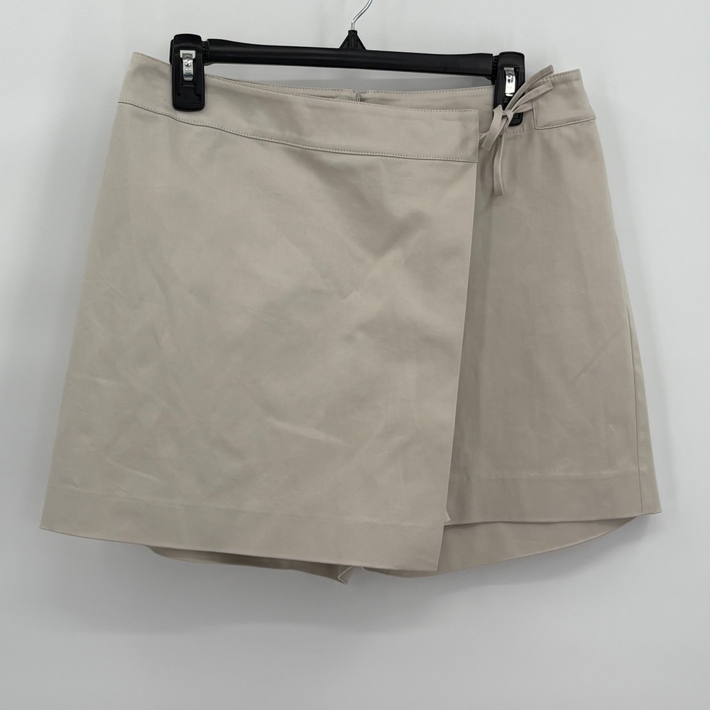 Ann Taylor Womens Stone Beige Cotton Wrap Front Skort Size 8 54-87673 Khaki